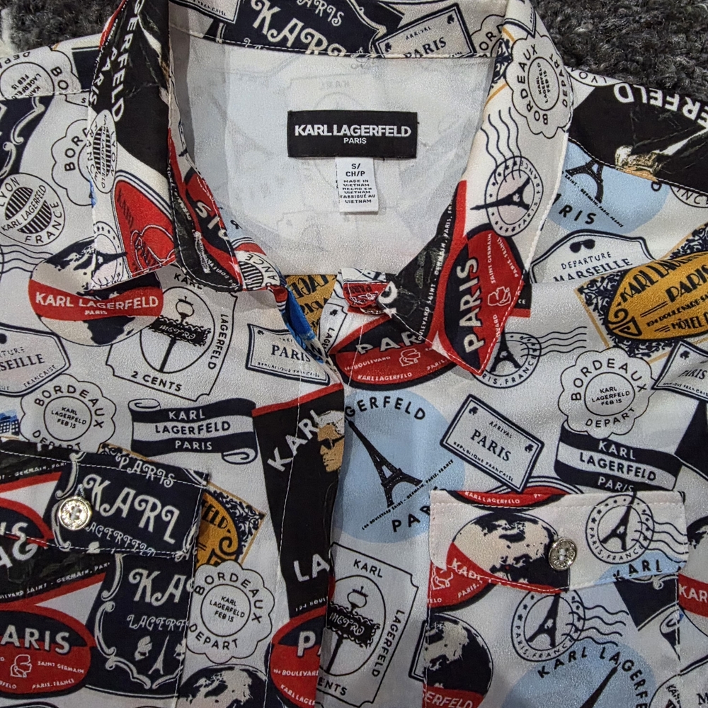 Karl Lagerfeld Paris Men's Multicolor Graphic Shirt